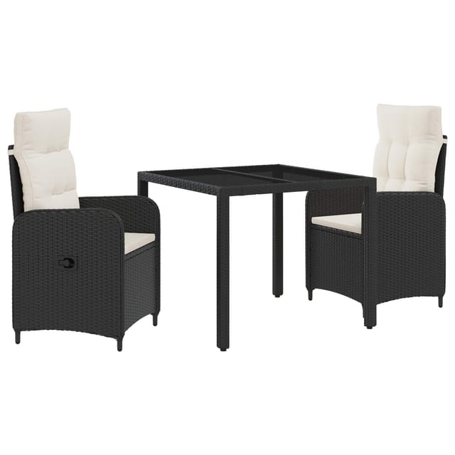 vidaXL Outdoortisch-Set 3 Stk Schwarz und Cremeweiß 90 x 90 x 75 cm 3422294