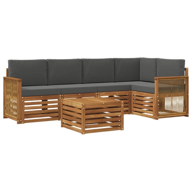 vidaXL Ecksofa Set mit Kissen 5 Stk Natur und Anthrazit 3384388
