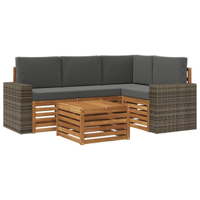 vidaXL Outdoor-Sofagarnitur 5 Stk Natur und Anthrazit 59 x 59 x 37 cm 3384338