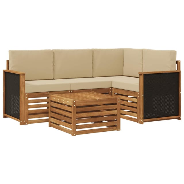 vidaXL Outdoor-Sofagarnitur 5 Stk Natur und Beige 59 x 59 x 37 cm 3384314