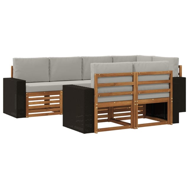 vidaXL Ecksofa Set mit Kissen 7 Stk Natur und Hellgrau 3384482