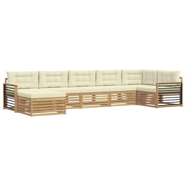 vidaXL Outdoor-Sofagarnitur mit Kissen 7 Stk Weiß und Creme 3390855