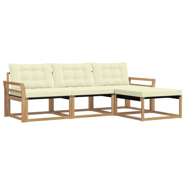 vidaXL Outdoor-Sofagarnitur mit Kissen 4 Stk Weiß und Creme 3388564