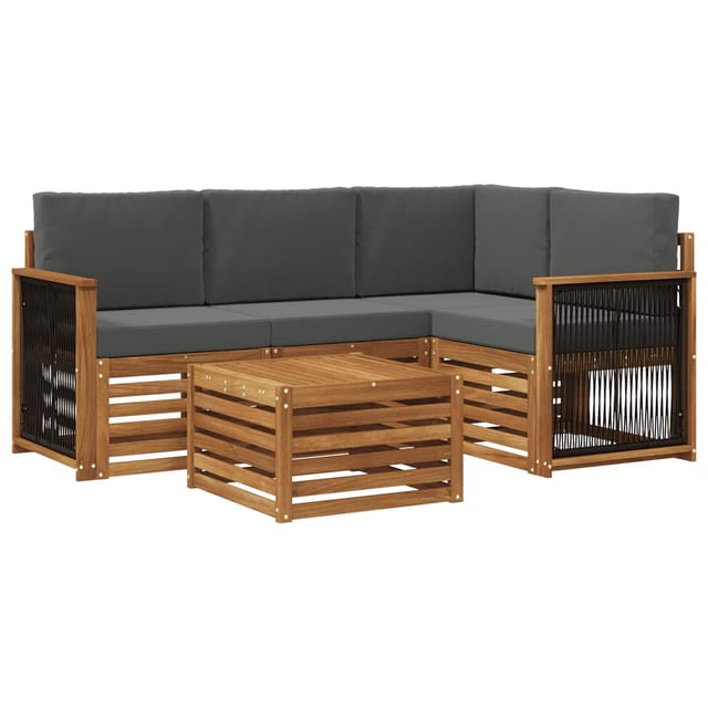 vidaXL Outdoor-Sofagarnitur 5 Stk Natur und Anthrazit 59 x 59 x 37 cm 3384323