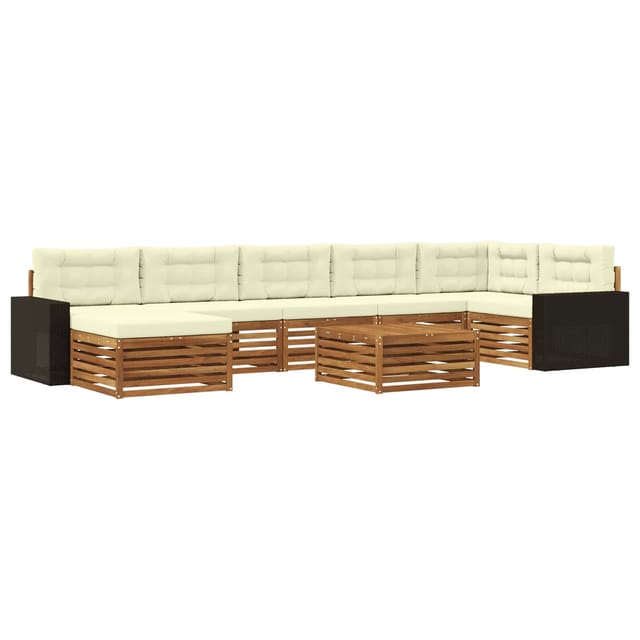 vidaXL Outdoor-Sofagarnitur mit Kissen 8 Stk Natur und Creme 3383663