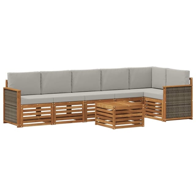 vidaXL Ecksofa Set mit Kissen 6 Stk Natur und Hellgrau 3384437