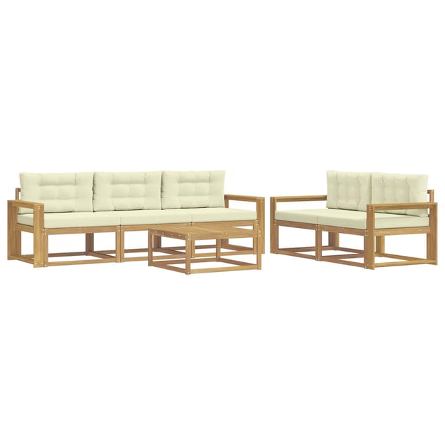 vidaXL Outdoor-Sofagarnitur mit Kissen 6 Stk Weiß und Creme 3386064