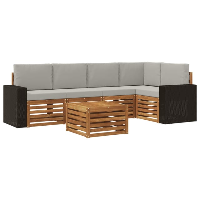 vidaXL Ecksofa Set 6 Stk Natur und Hellgrau Massivholz Akazie 3384392