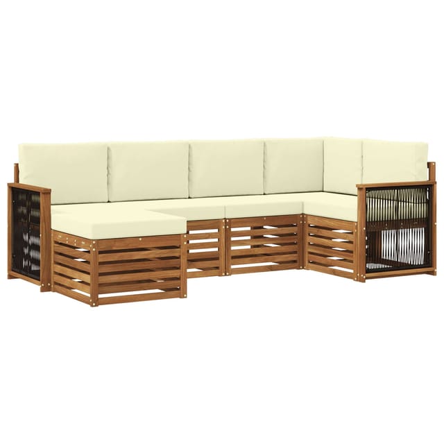 vidaXL Ecksofa Set mit Kissen 5 Stk Natur und Creme 3384561