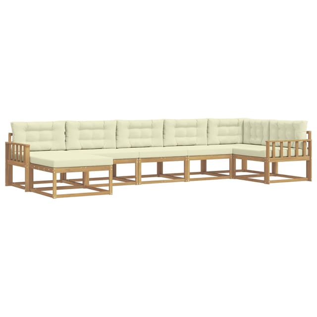 vidaXL Outdoor-Sofagarnitur mit Kissen 7 Stk Weiß und Creme 3386754