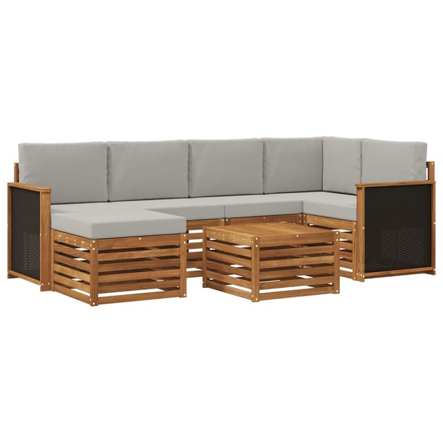vidaXL Ecksofa Set mit Kissen 6 Stk Natur und Hellgrau 3384582