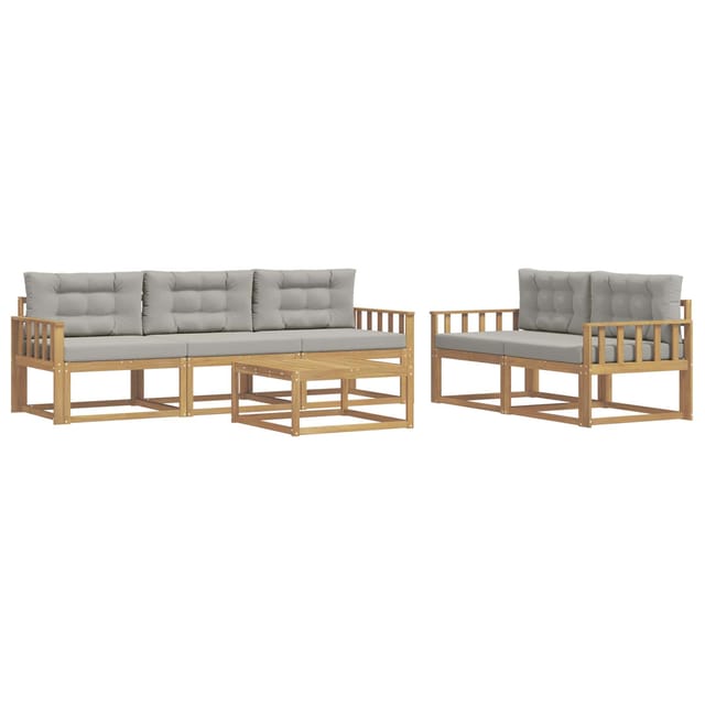 vidaXL Outdoor-Sofagarnitur mit Kissen 6 Stk Weiß und Hellgrau 3386055
