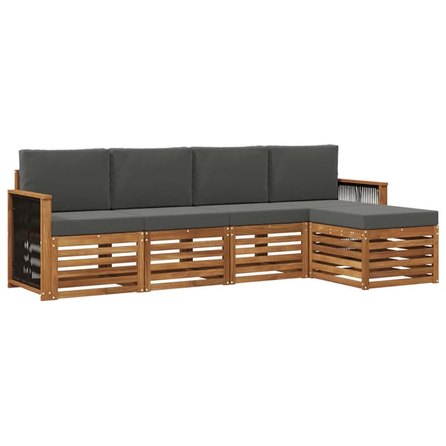 vidaXL Outdoor-Sofagarnitur mit Kissen 5 Stk Natur und Anthrazit 3384233