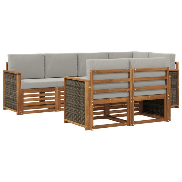 vidaXL Ecksofa Set mit Kissen 6 Stk Natur und Hellgrau 3384467