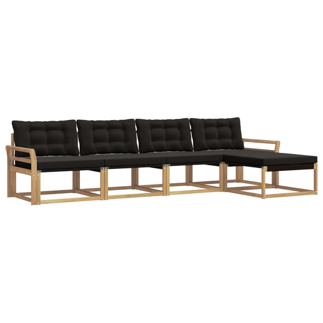 vidaXL Outdoor-Sofagarnitur mit Kissen 5 Stk Weiß und Schwarz 3388590