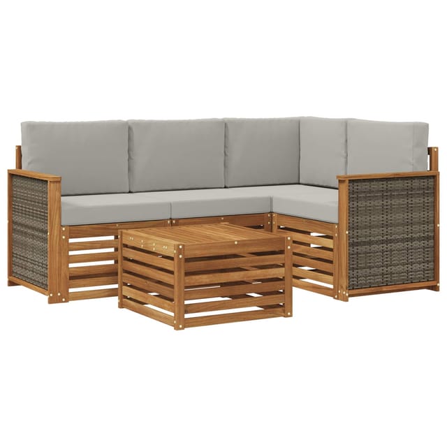 vidaXL Outdoor-Sofagarnitur 5 Stk Natur und Hellgrau 3384317