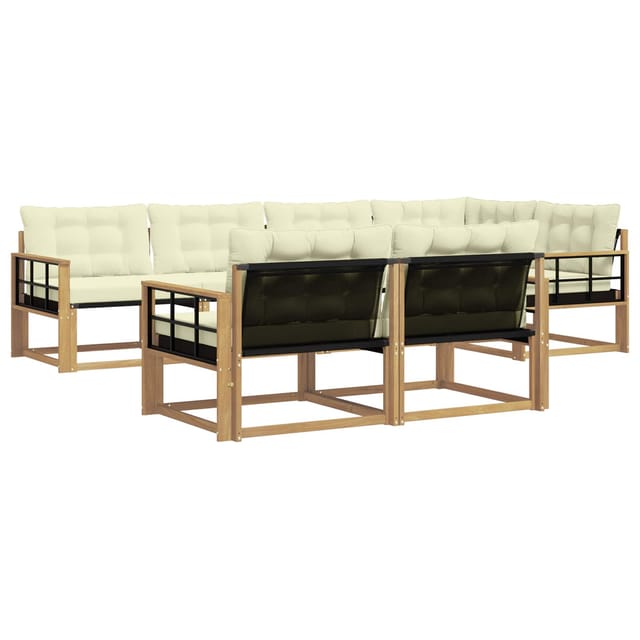 vidaXL Outdoor-Sofagarnitur mit Kissen 7 Stk Weiß und Creme 3388784