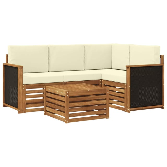 vidaXL Outdoor-Sofagarnitur 5 Stk Natur und Creme 59 x 59 x 37 cm 3384311