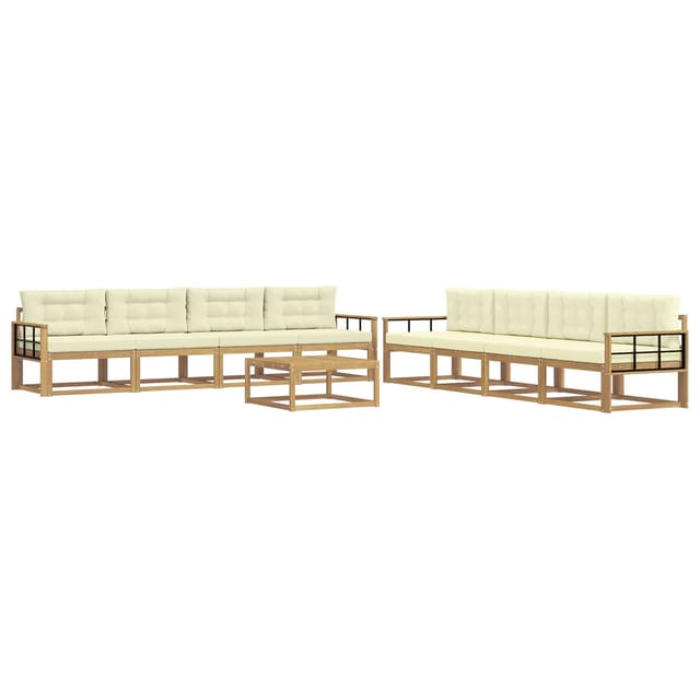 vidaXL Outdoor-Sofagarnitur 9 Stk Weiß und Creme 79 x 79 x 37 cm 3386244