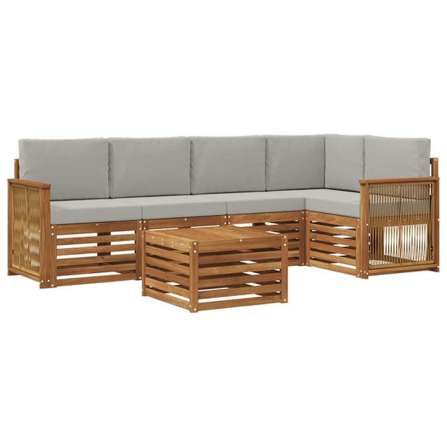 vidaXL Ecksofa Set mit Kissen 5 Stk Natur und Hellgrau 3384387