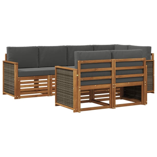 vidaXL Ecksofa Set mit Kissen 6 Stk Natur und Anthrazit 3384468
