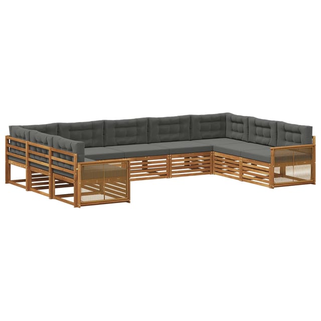 vidaXL Outdoor-Sofagarnitur mit Kissen 9 Stk Natur und Anthrazit 3383840
