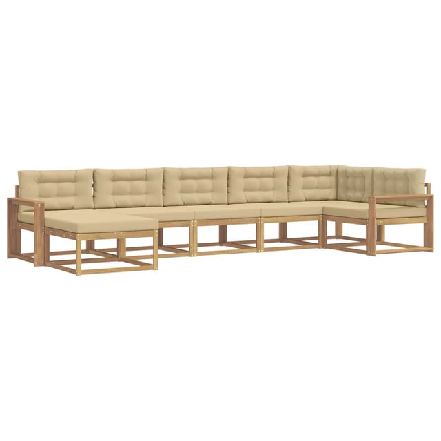vidaXL Outdoor-Sofagarnitur mit Kissen 7 Stk Weiß und Beige 3386767