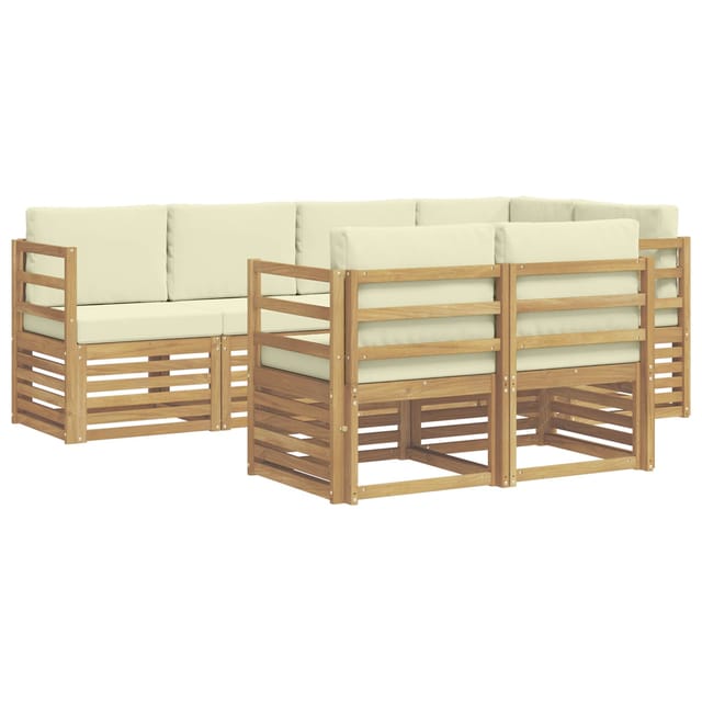 vidaXL Ecksofa Set mit Kissen 7 Stk Weiß und Creme 3391975