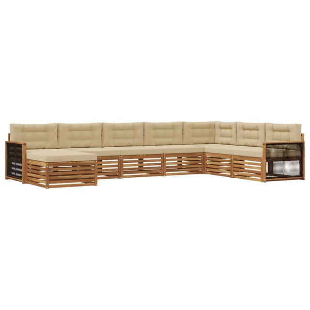 vidaXL Outdoor-Sofagarnitur mit Kissen 8 Stk Natur und Beige 3383716
