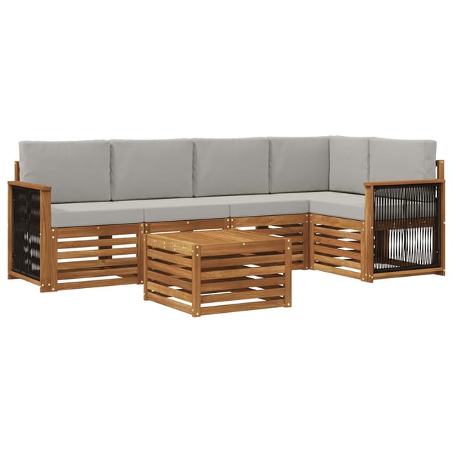 vidaXL Ecksofa Set mit Kissen 5 Stk Natur und Hellgrau 3384382
