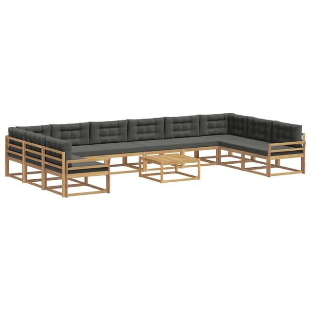 vidaXL Outdoor-Sofagarnitur mit Kissen 11 Stk Weiß und Anthrazit 3387141