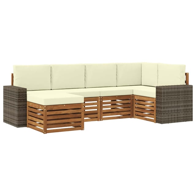 vidaXL Ecksofa Set mit Kissen 6 Stk Natur und Creme 3384576