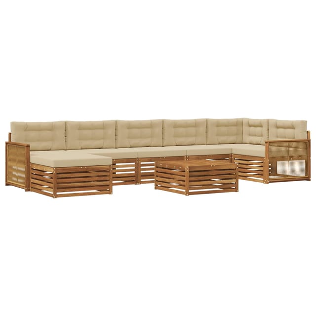 vidaXL Outdoor-Sofagarnitur mit Kissen 8 Stk Natur und Beige 3383661