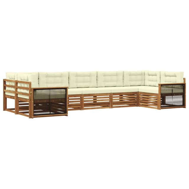 vidaXL Outdoor-Sofagarnitur mit Kissen 7 Stk Natur und Creme 3383803