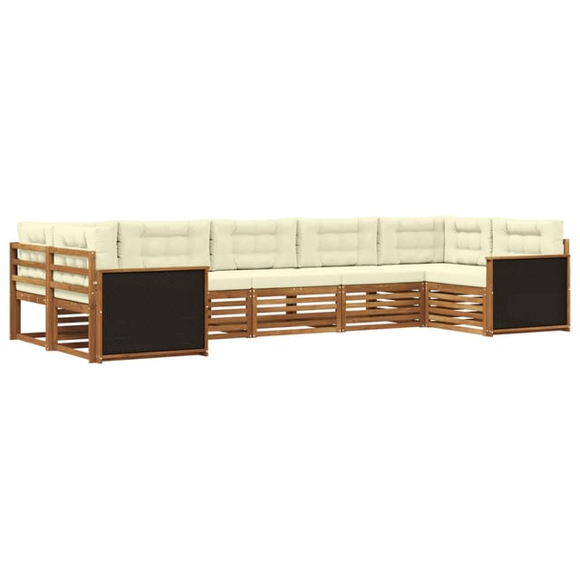 vidaXL Outdoor-Sofagarnitur mit Kissen 7 Stk Natur und Creme 3383793