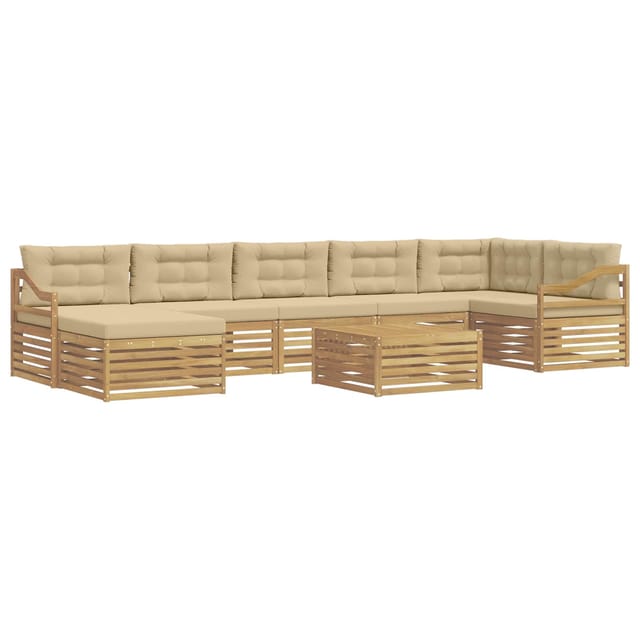 vidaXL Outdoor-Sofagarnitur mit Kissen 8 Stk Weiß und Beige 3390903