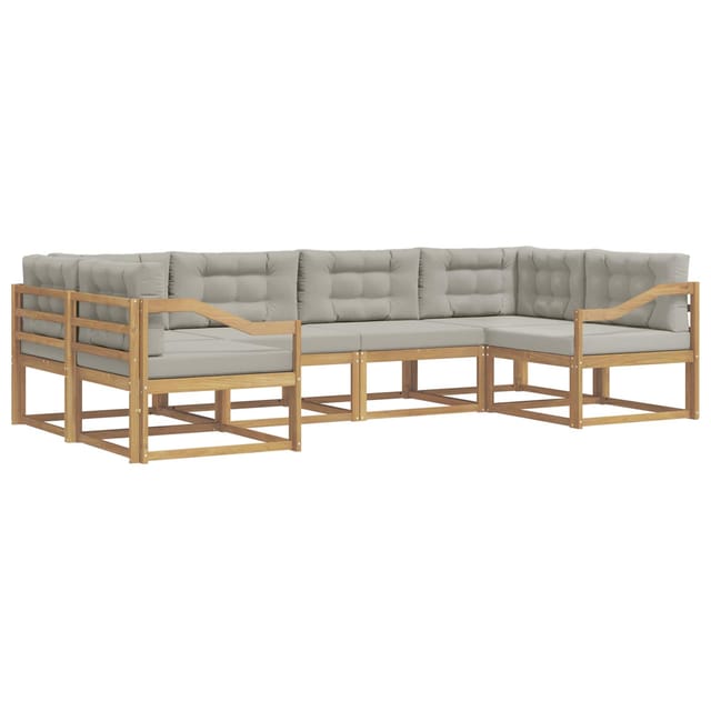 vidaXL Outdoor-Sofagarnitur mit Kissen 6 Stk Weiß und Hellgrau 3386950