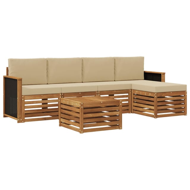 vidaXL Outdoor-Sofagarnitur mit Kissen 6 Stk Natur und Beige 3384254