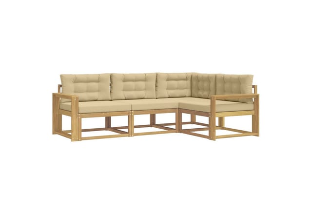 vidaXL Outdoor-Sofagarnitur mit Kissen 3 Stk Weiß und Beige Polyester 3386382