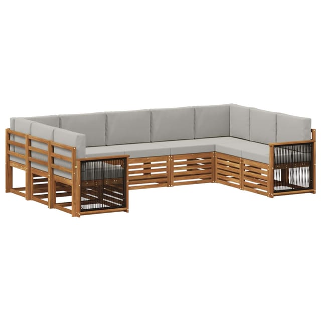 vidaXL Ecksofa Set mit Kissen 7 Stk Natur und Hellgrau 3384832