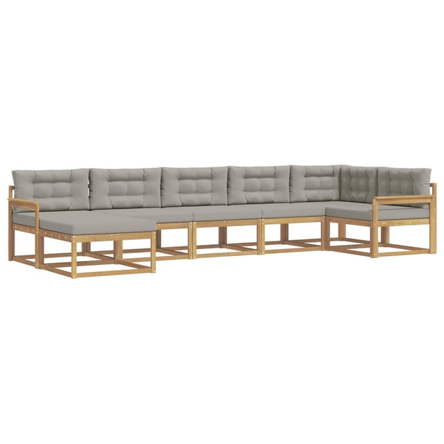 vidaXL Outdoor-Sofagarnitur mit Kissen 7 Stk Weiß und Hellgrau 3386750