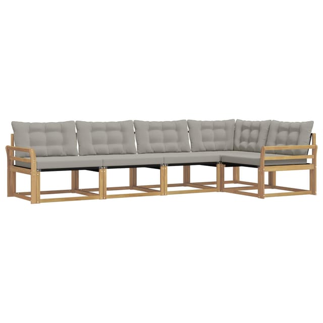 vidaXL Outdoor-Sofagarnitur mit Kissen 5 Stk Weiß und Hellgrau 3388685