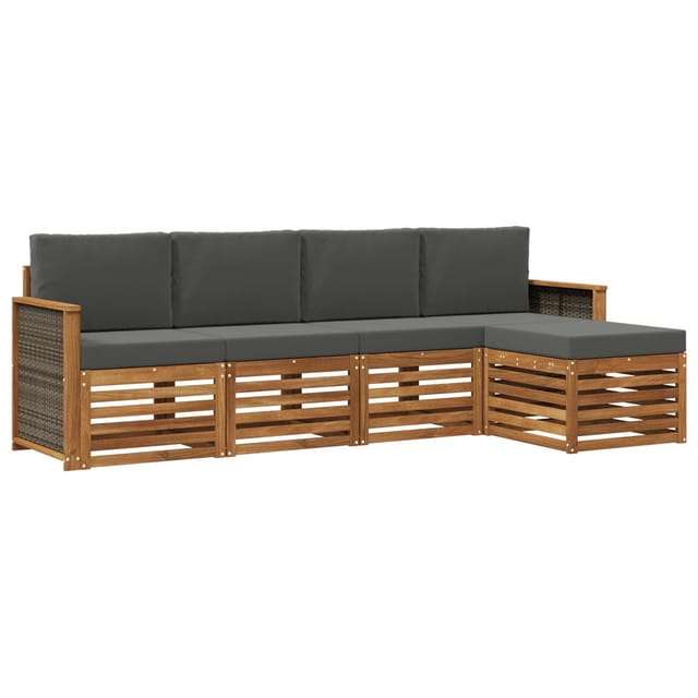 vidaXL Outdoor-Sofagarnitur mit Kissen 5 Stk Natur und Anthrazit 3384228