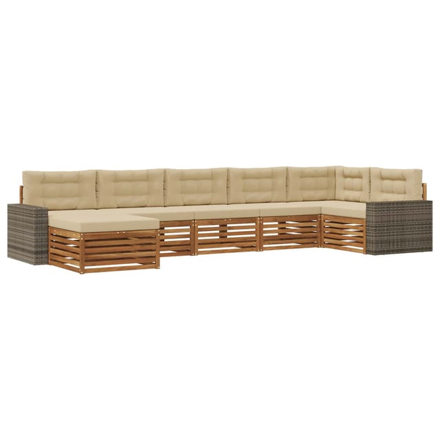 vidaXL Outdoor-Sofagarnitur mit Kissen 7 Stk Natur und Beige 3383641