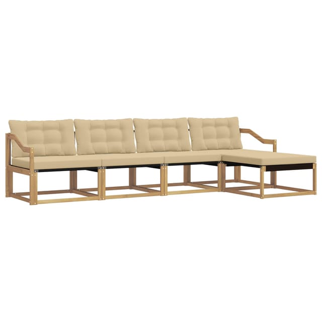 vidaXL Outdoor-Sofagarnitur mit Kissen 5 Stk Weiß und Beige 3388599