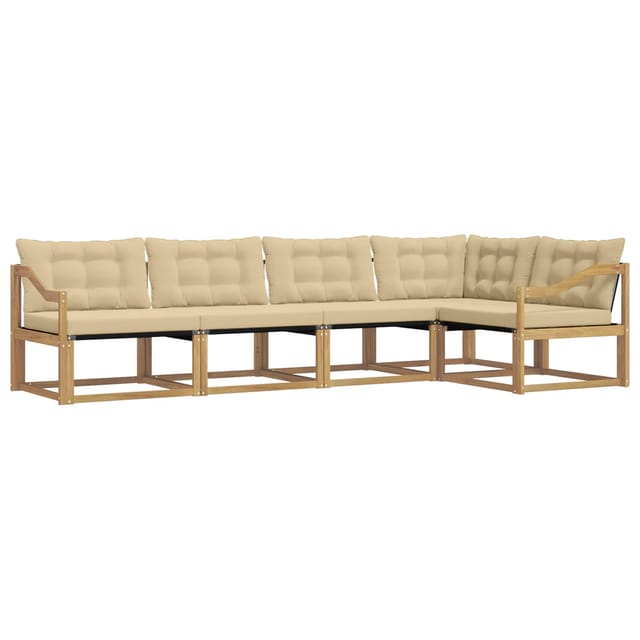 vidaXL Outdoor-Sofagarnitur mit Kissen 5 Stk Weiß und Beige 3388695