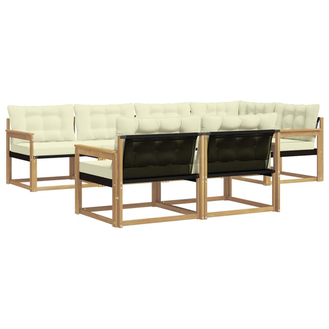 vidaXL Outdoor-Sofagarnitur mit Kissen 7 Stk Weiß und Creme 3388772