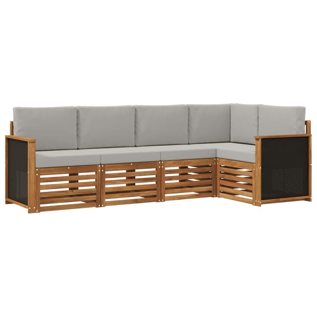vidaXL Ecksofa Set mit Kissen 4 Stk Natur und Hellgrau 3384342