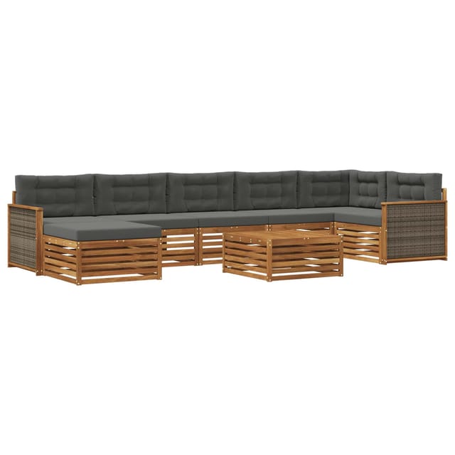 vidaXL Outdoor-Sofagarnitur mit Kissen 8 Stk Natur und Anthrazit 3383650