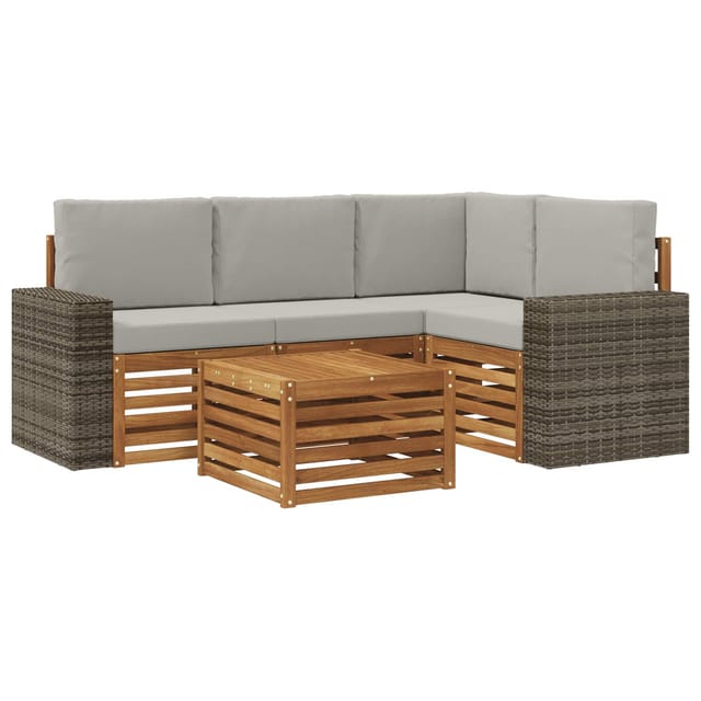 vidaXL Outdoor-Sofagarnitur 5 Stk Natur und Hellgrau 3384337